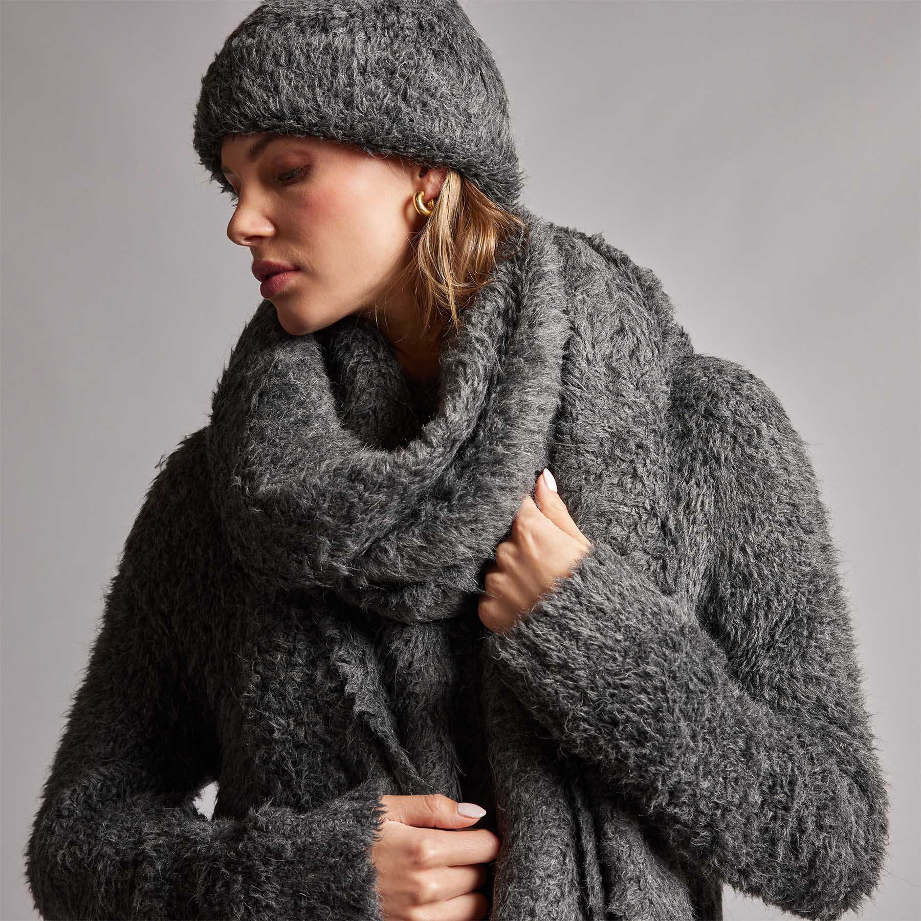 Wool Blend Sherpa Scarf - Natural | James Perse Los Angeles