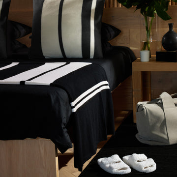 Black white striped online blanket