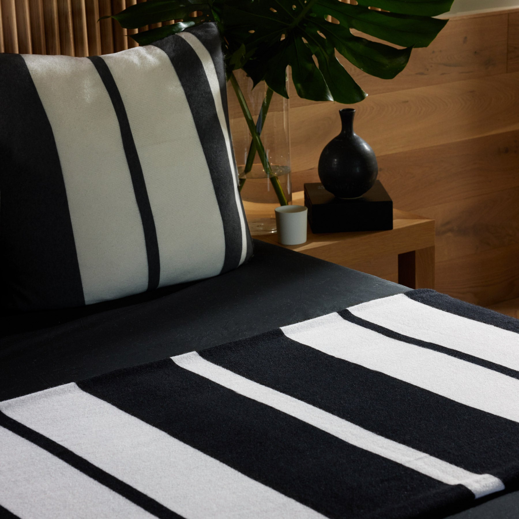 Black and outlet white striped blanket