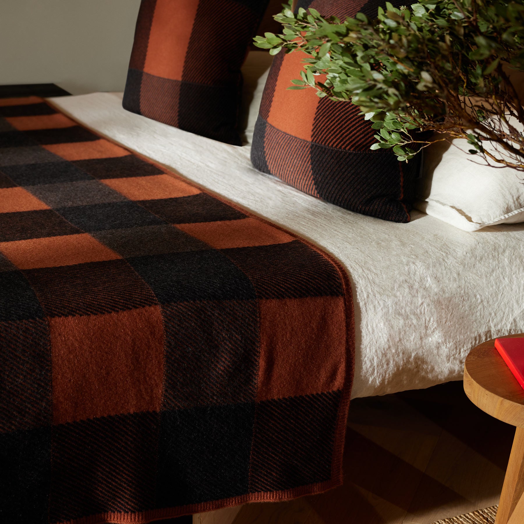 Vintage Plaid Cashmere Home Gift Set Burnt Orange Charcoal Black O S Burnt Orange Charcoal Black JP