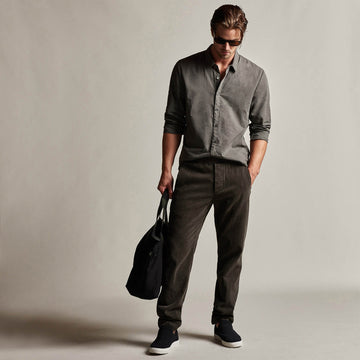 Brushed Cotton Twill Trouser - Dark Olive Pigment | James Perse