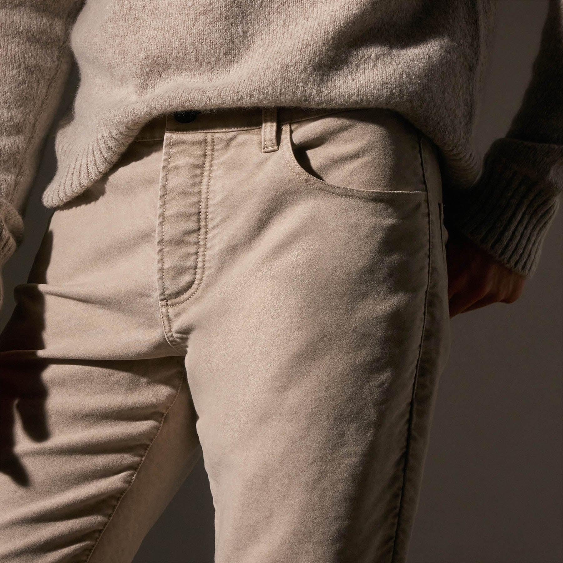 Cotton Moleskin 5 Pocket Pant - Light Tan Pigment