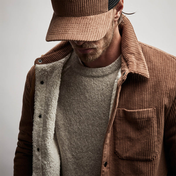 Sherpa Lined Corduroy Shirt Jacket Chestnut James Perse Los Angeles