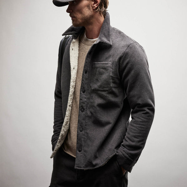 Sherpa Lined Corduroy Shirt Jacket - Magma | James Perse Los Angeles