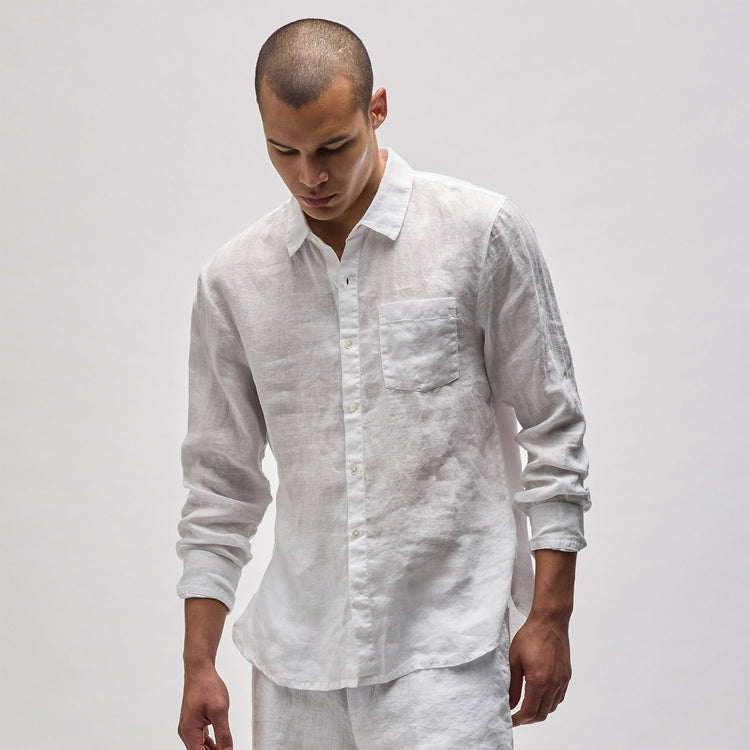 Lightweight Linen Shirt - White | James Perse Los Angeles