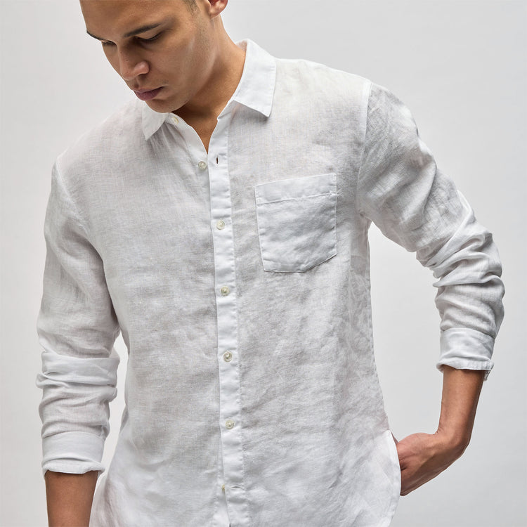 Lightweight Linen Shirt - White | James Perse Los Angeles