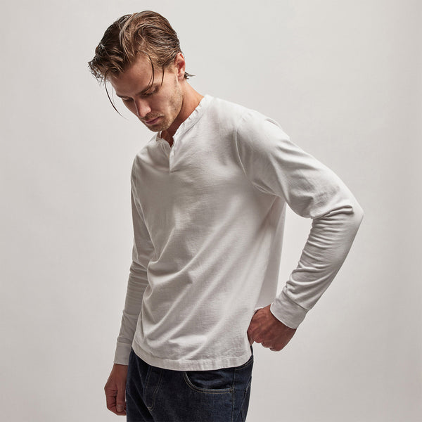 Heavy Luxe Jersey Henley - White | James Perse Los Angeles