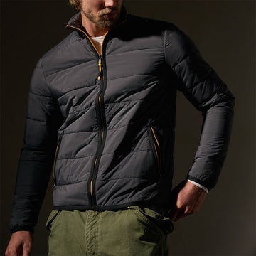 Contrast Zip Insulated Jacket Carbon Black Yellow