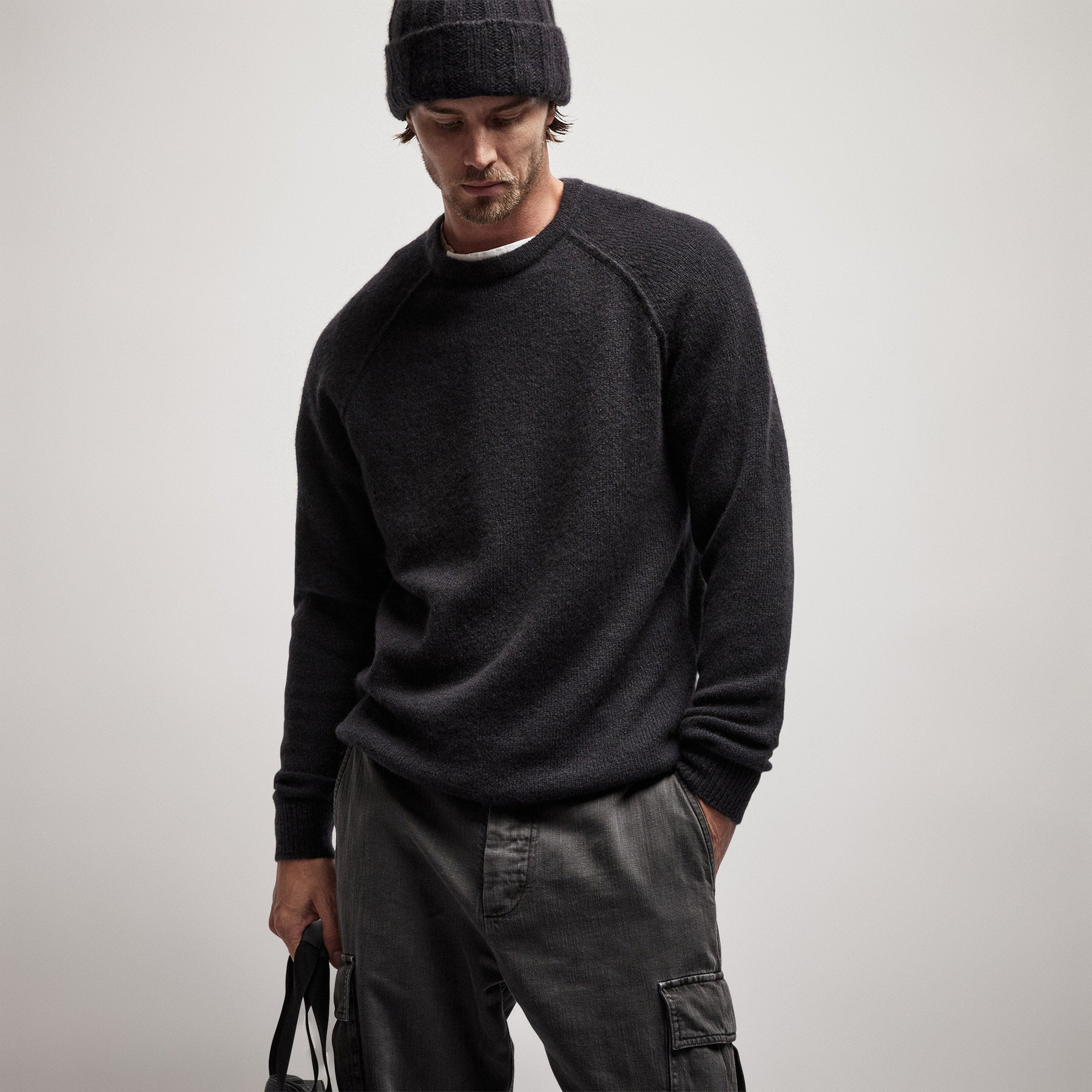 Mid Gauge Cashmere Sweatshirt - Black | James Perse Los Angeles