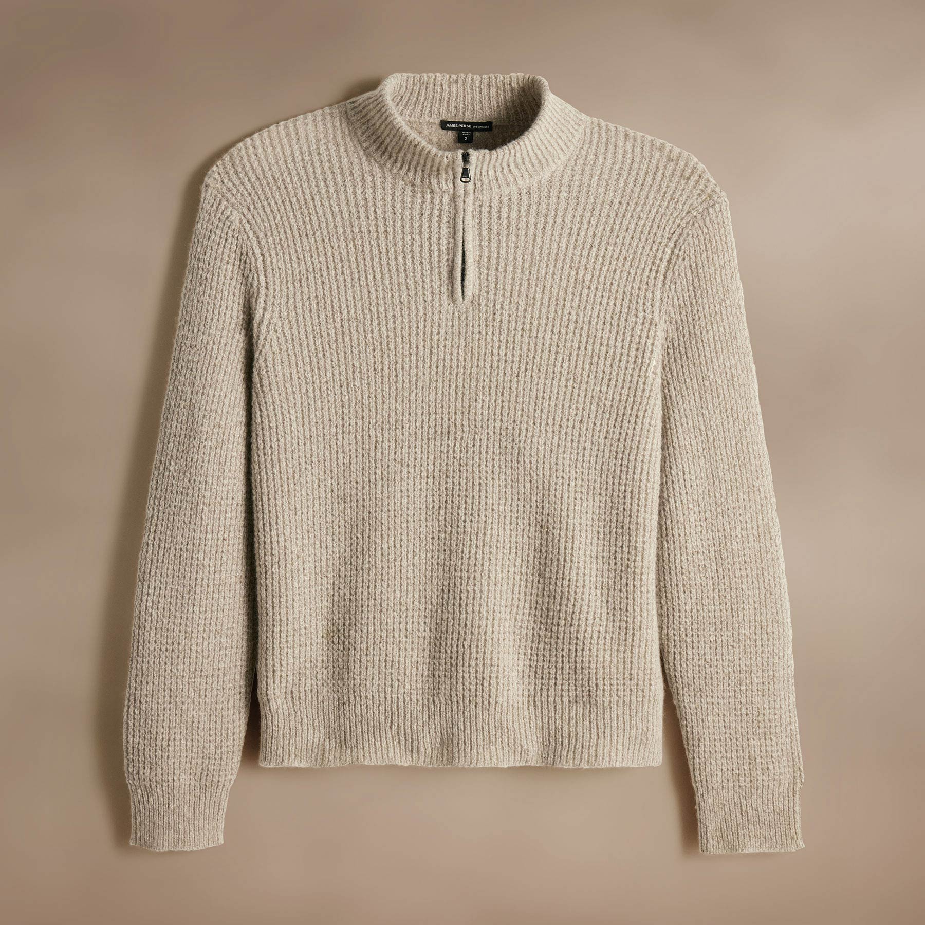 Lightweight Textured Cashmere Waffle Half Zip - Hazel