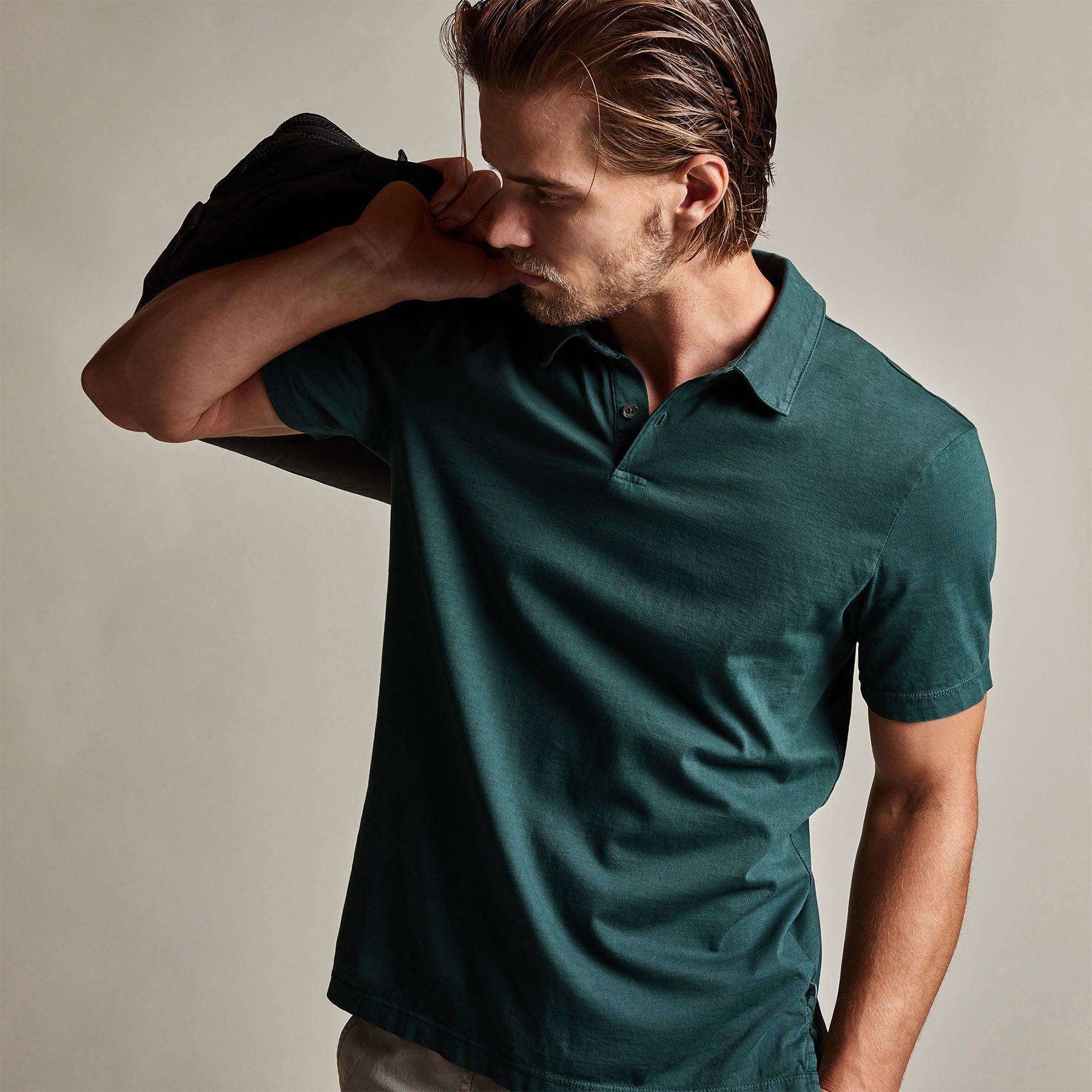 Sueded Jersey Polo - Canopy Pigment | James Perse Los Angeles