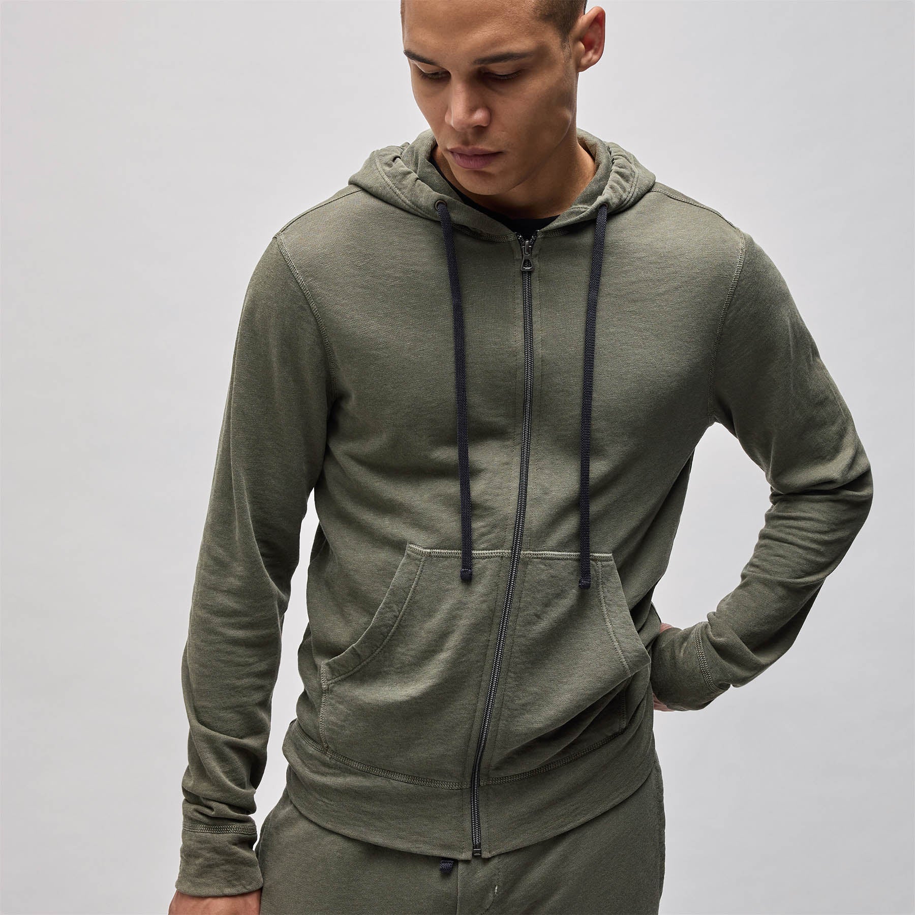 Vintage French Terry Zip Up Hoodie - Trooper Pigment | James Perse Los ...