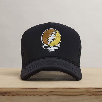 Grateful Dead Multicolor Skull Embroidery Trucker Black