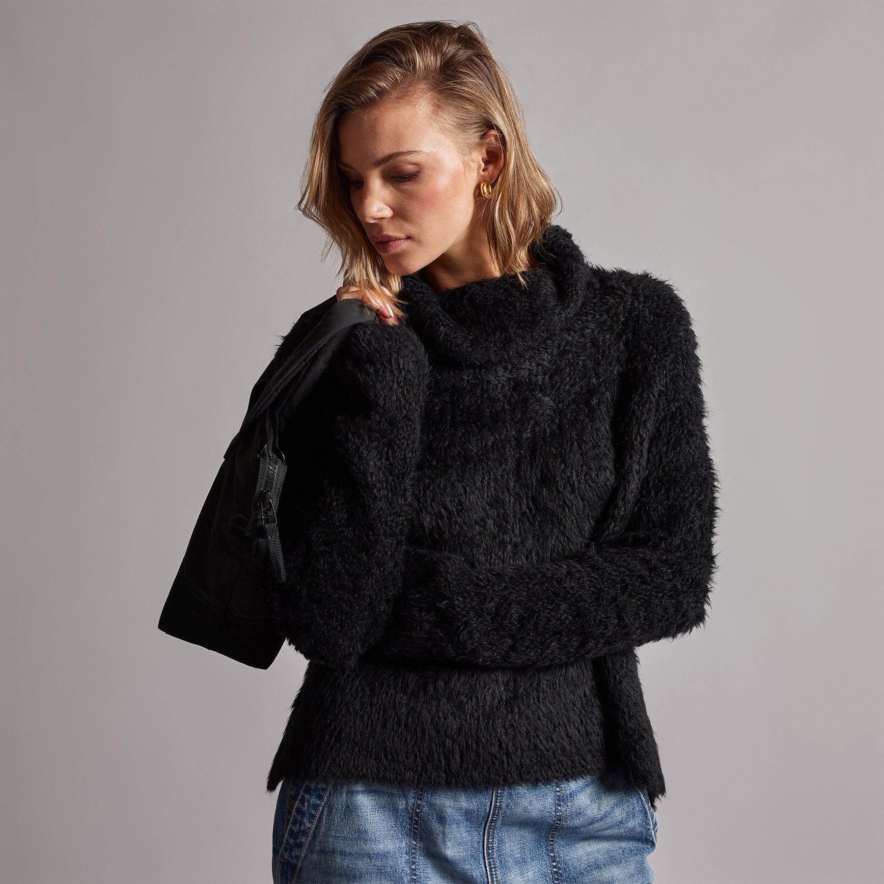 Sherpa funnel neck sweatshirt sale