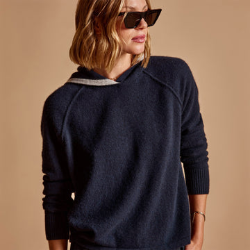 La Paz Cashmere Blend Hoodie - French Navy | James Perse Los Angeles