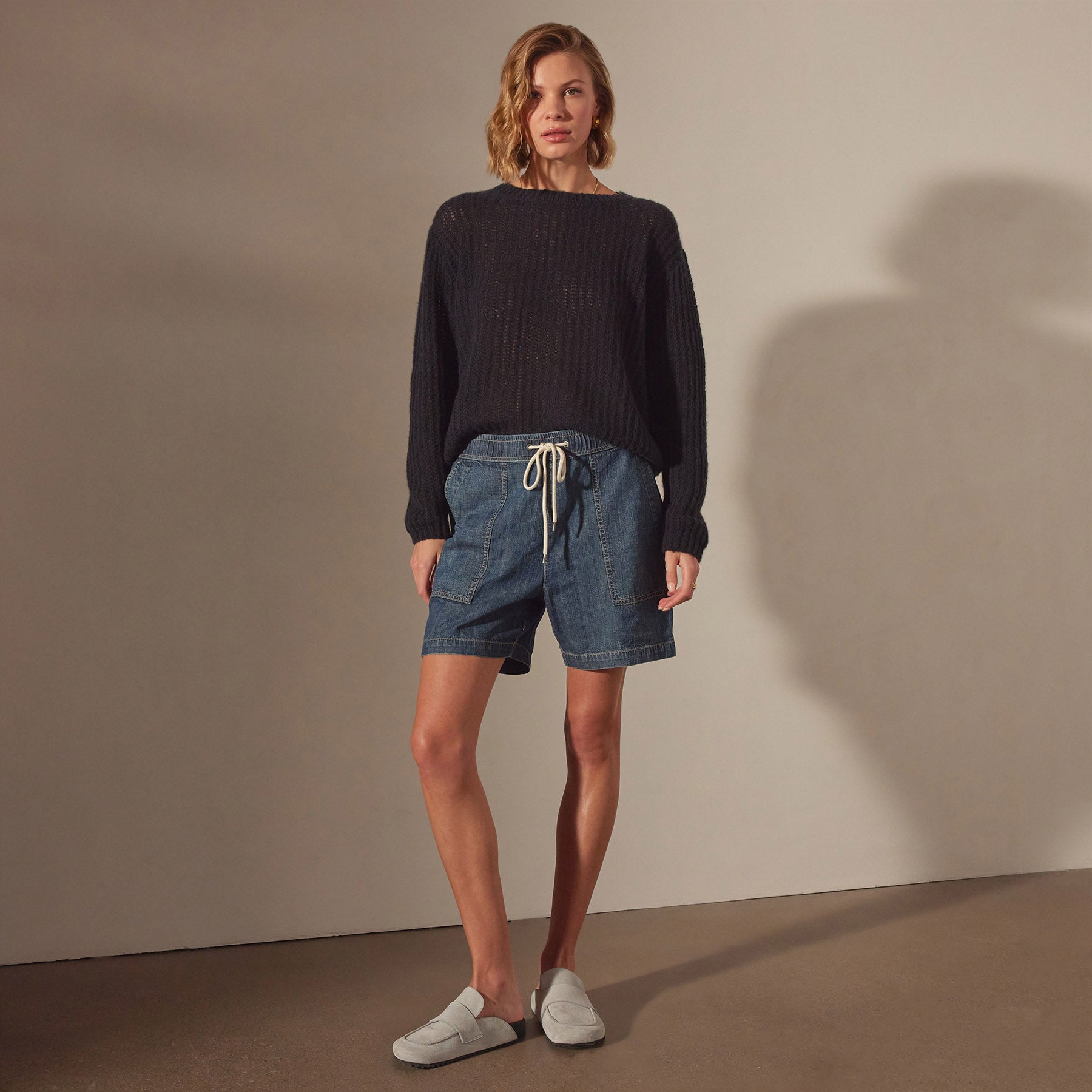 Pull On Denim Shorts
