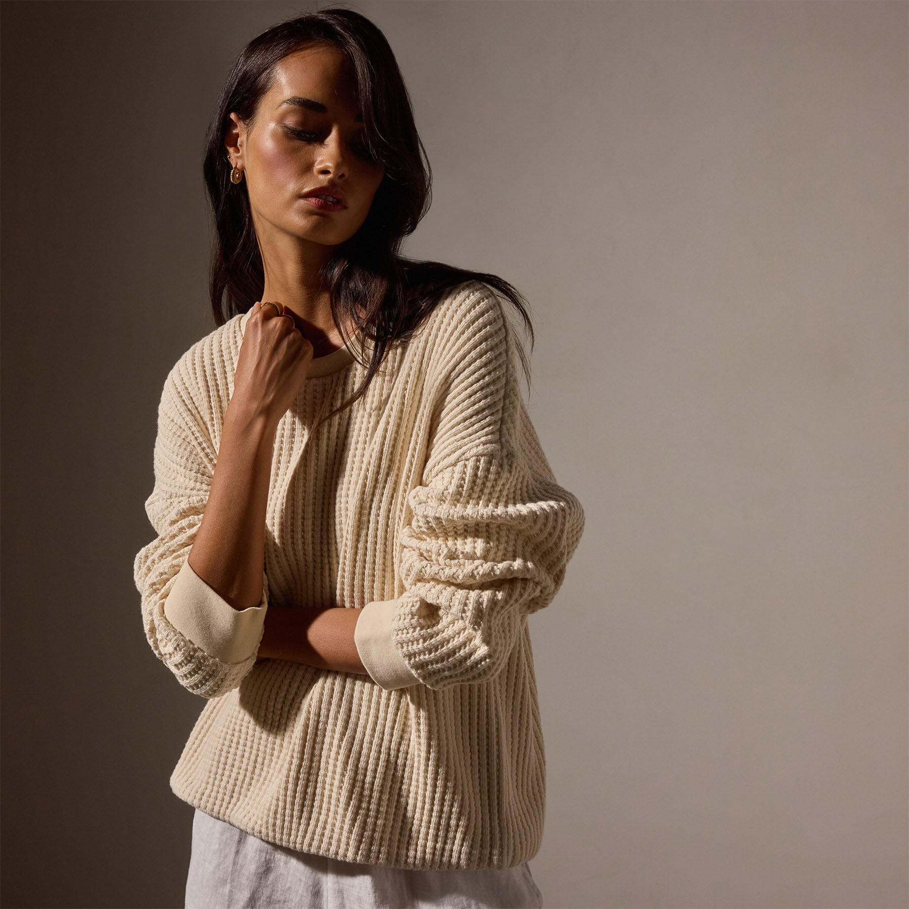 Waffle Knit Sweatshirt - Natural | James Perse Los Angeles