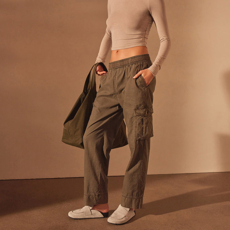 Seersucker Cargo Pant - Army Green Pigment