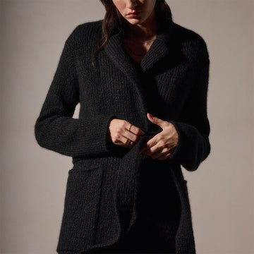 Black 2024 cashmere and wool double breasted overcoat