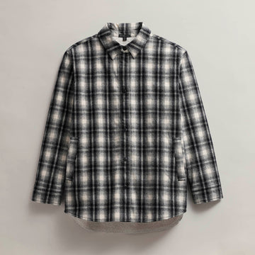 James Perse Women s Grateful Dead Sherpa Lined Plaid Shirt Jacket Black White Size 2