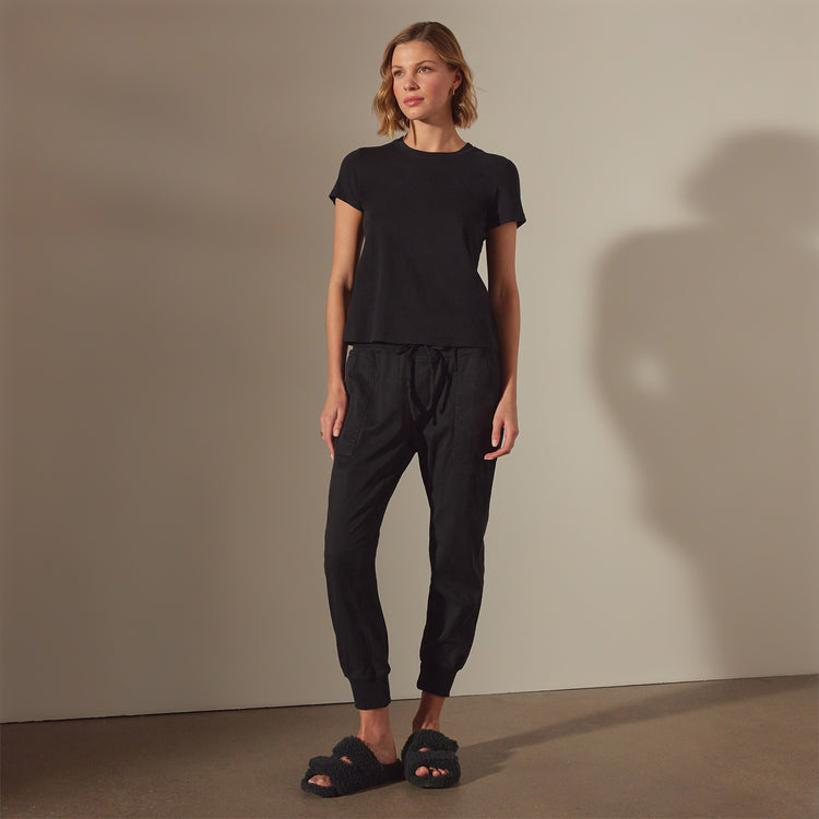 James Perse Mixed Media Pants Black 1