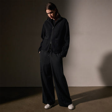 Wool Jersey Zip Up Jacket Black