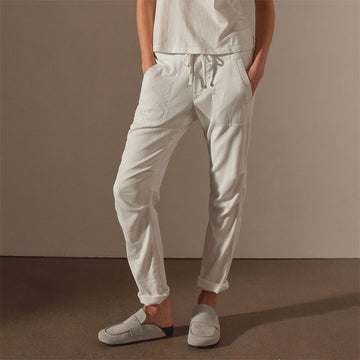 Beige Slim Fit Linen Pants for Men by GentWith.com | Worldwide Shipping