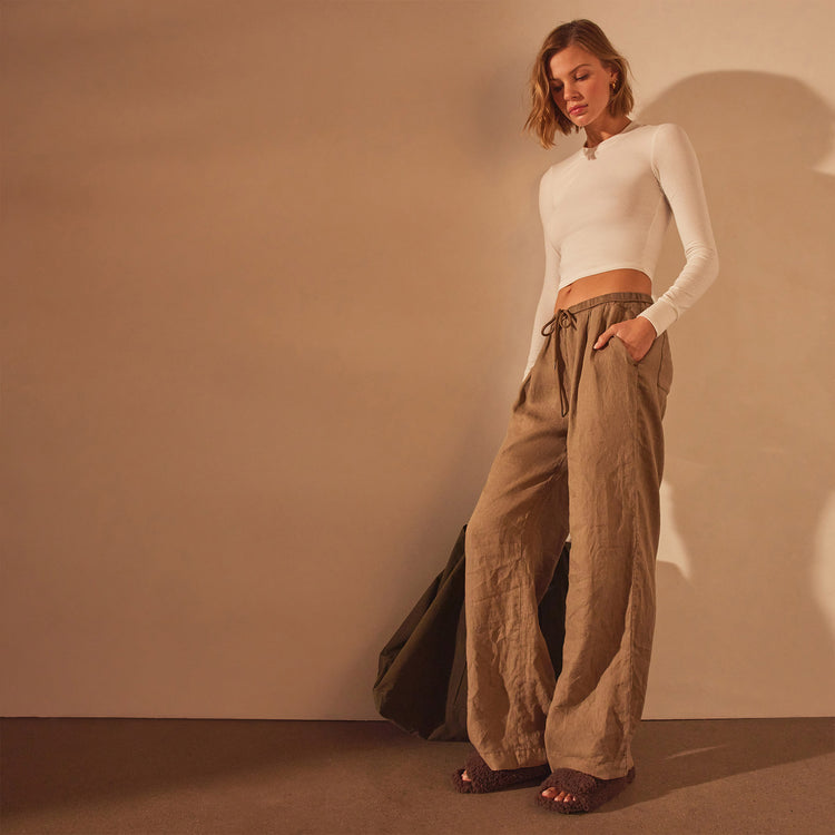 Wide leg linen pants enamorate canada