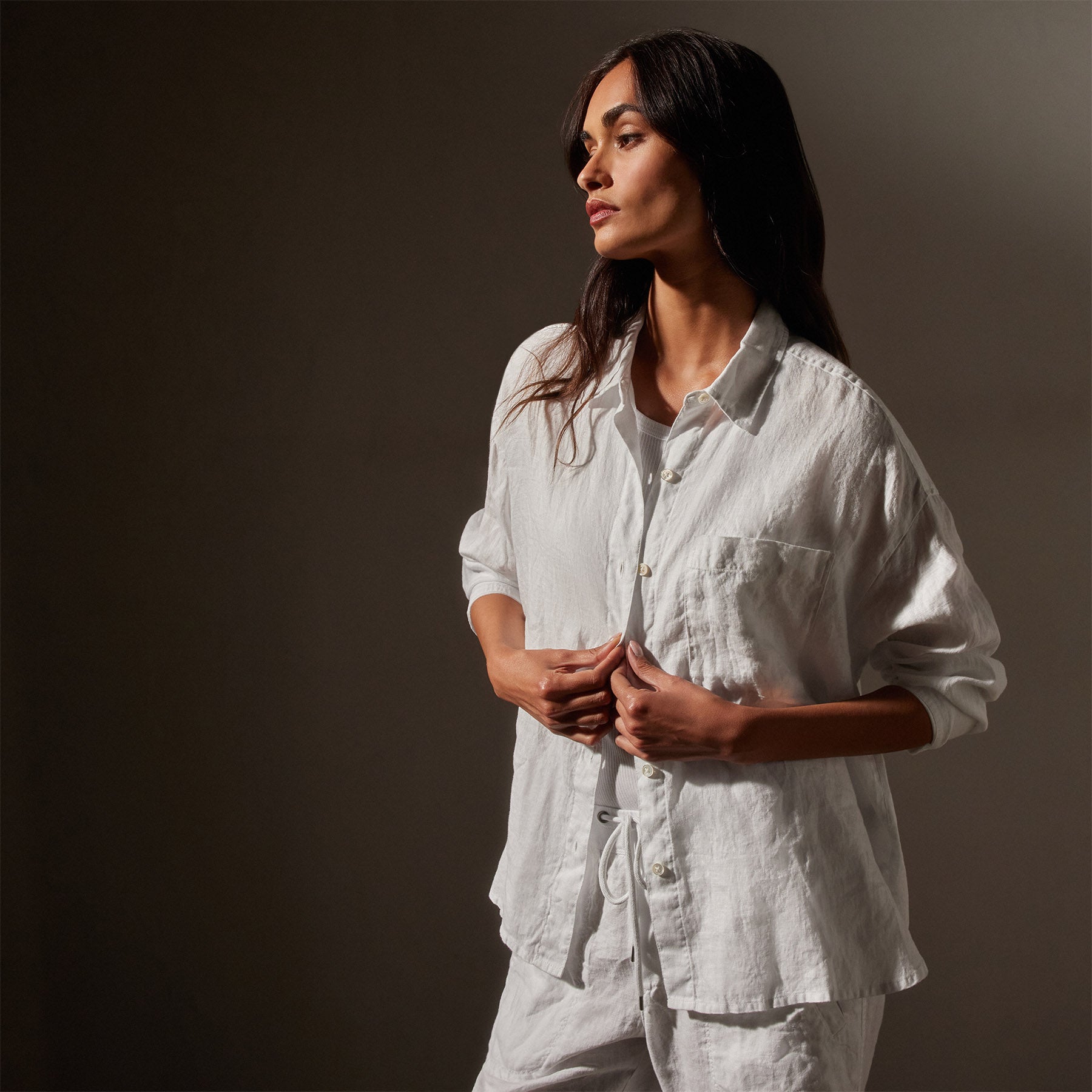 Linen Oversized Shirt - White | James Perse Los Angeles