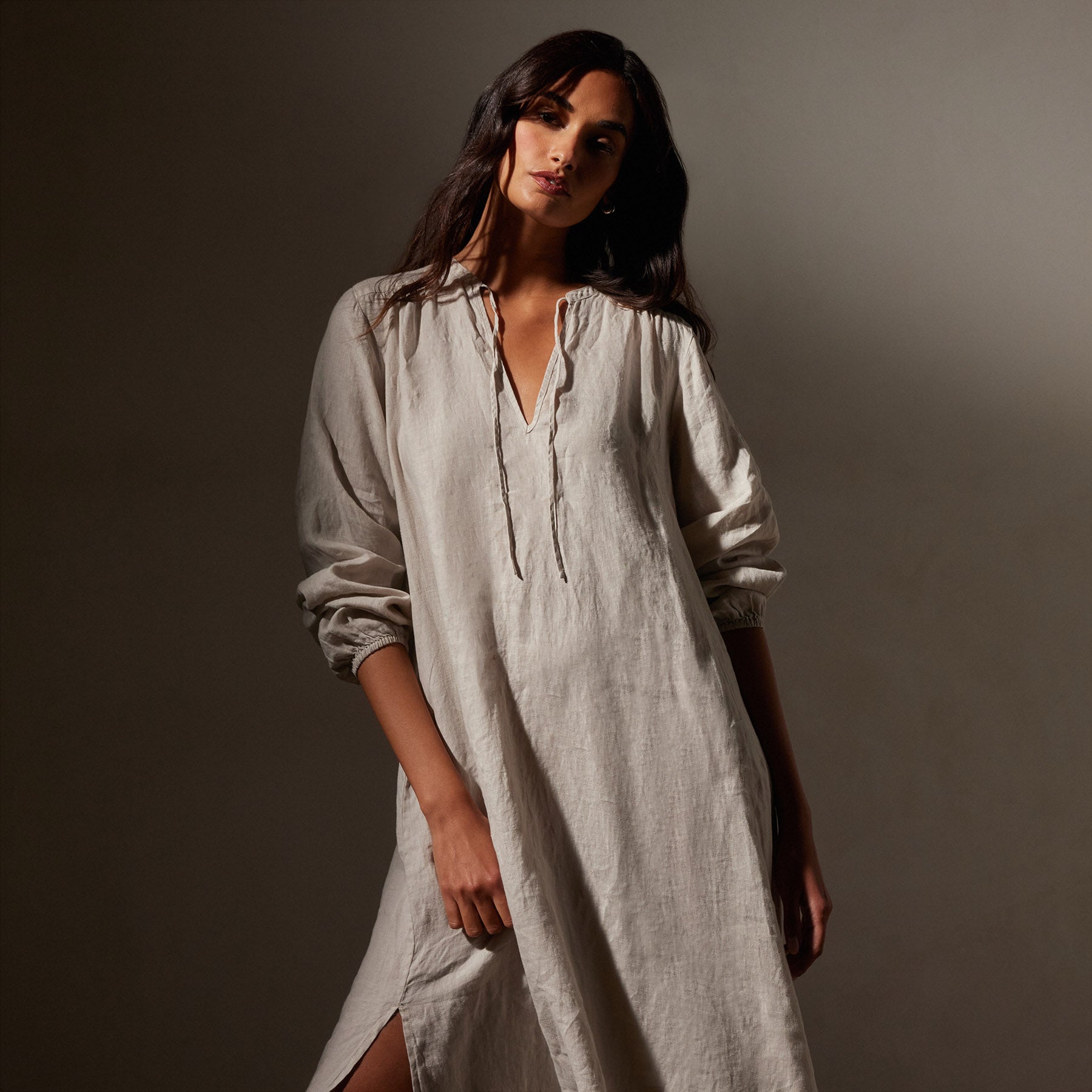 Lightweight Linen Dress - Black | James Perse Los Angeles