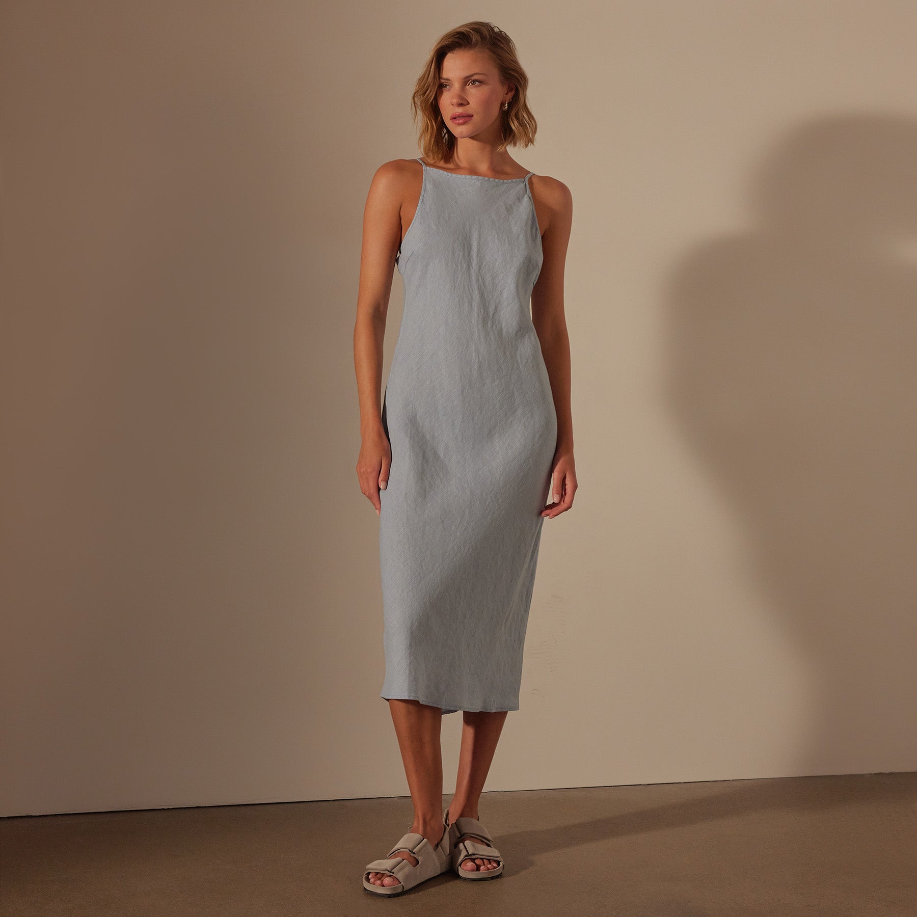 Lightweight Linen Cami Dress - Open Sky Pigment | James Perse 