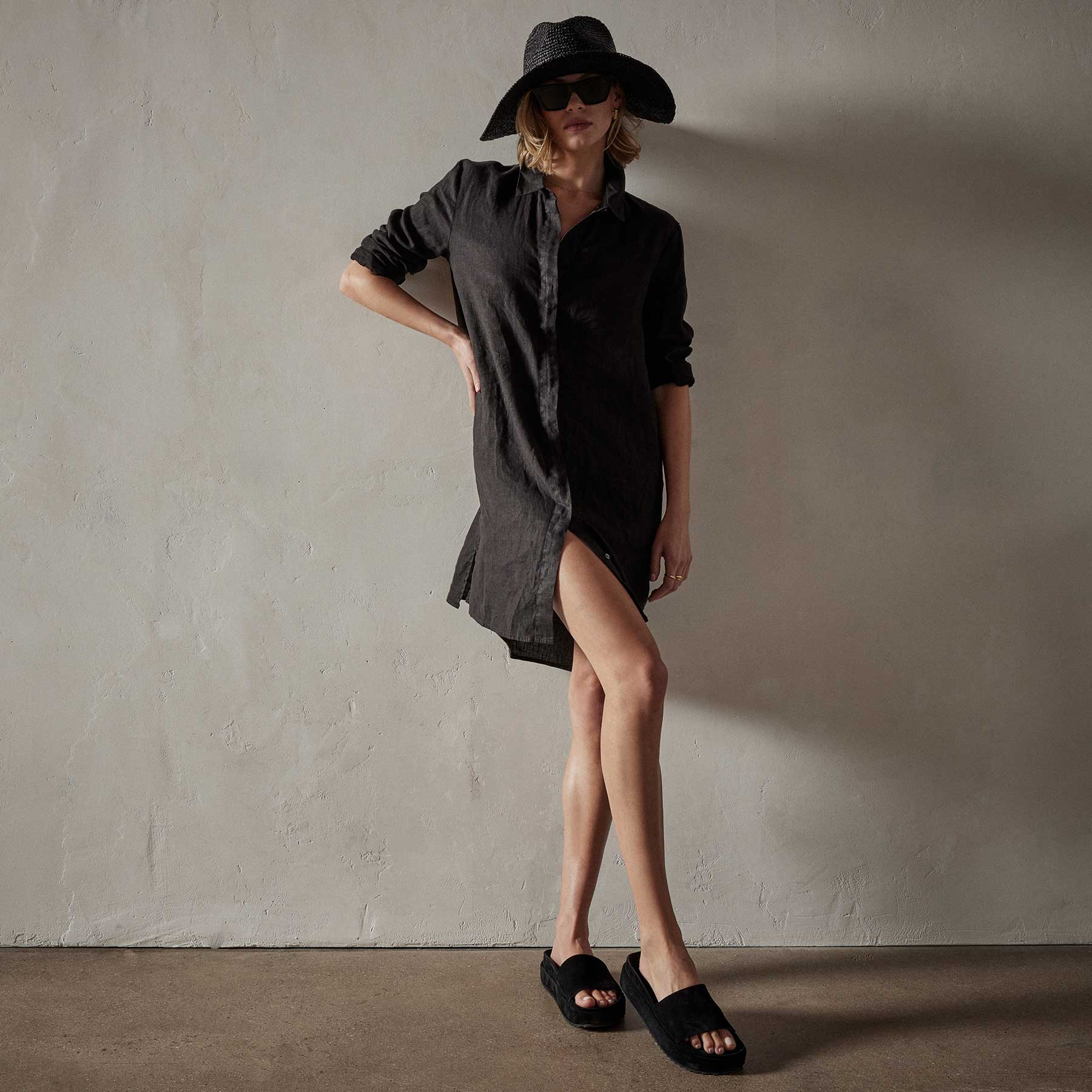 Lightweight Linen Shirt Dress - Spritz Pigment | James Perse Los