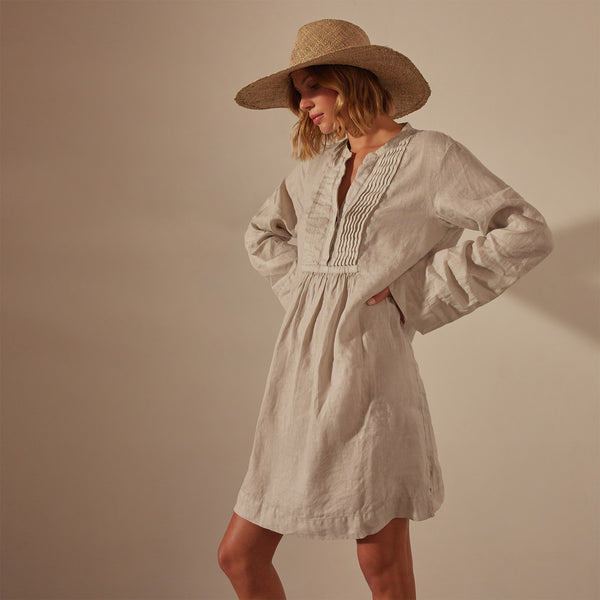 Linen Pin Tuck Dress - Salt Pigment | James Perse Los Angeles