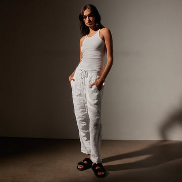 Women s Linen Soft Drape Pant White