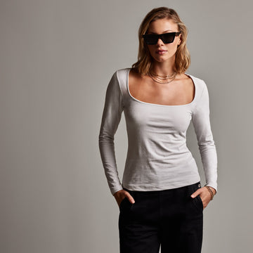 Velvet Square Neck Top - Talc