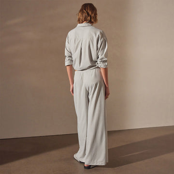 Lightweight Matte Satin Wide Leg Pant - Salt