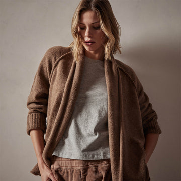 Cashmere Shawl Collar Relaxed Cardigan Chestnut