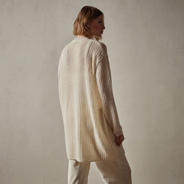 Textured Cashmere Knit Cardigan - Ivory