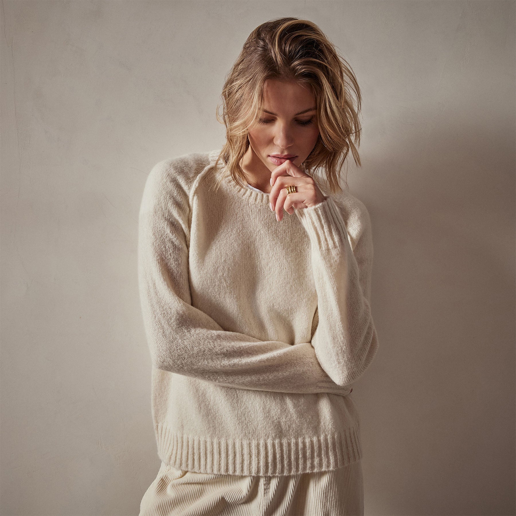 Cashmere Crew Sweater - Ivory | James Perse Los Angeles