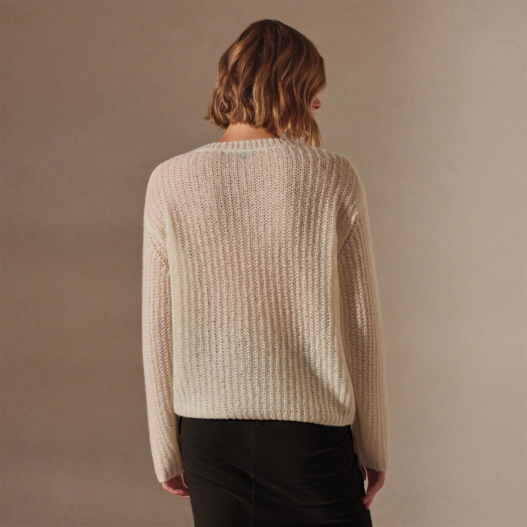 Lightweight Open Knit Cashmere Sweater - Ivory