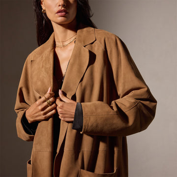 Suede store Lightweight Trench Coat - Cognac