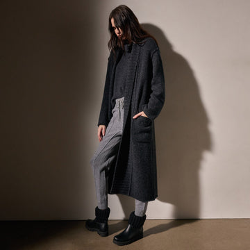 Chunky Knit Cashmere Marl Cardigan Charcoal Marl
