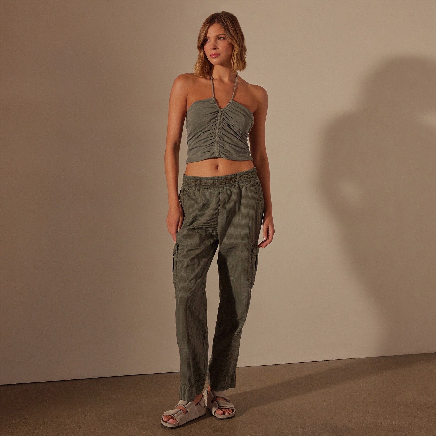 Recycled Brushed Jersey Halter Neck Top - Palm Pigment | James Perse Los  Angeles