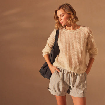 Lightweight Open Knit Cashmere Sweater - Ivory