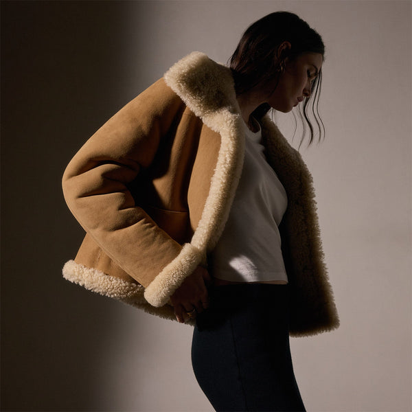 Shearling jakke store