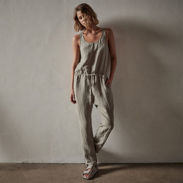 Draped Double Linen Playsuit - Ready to Wear