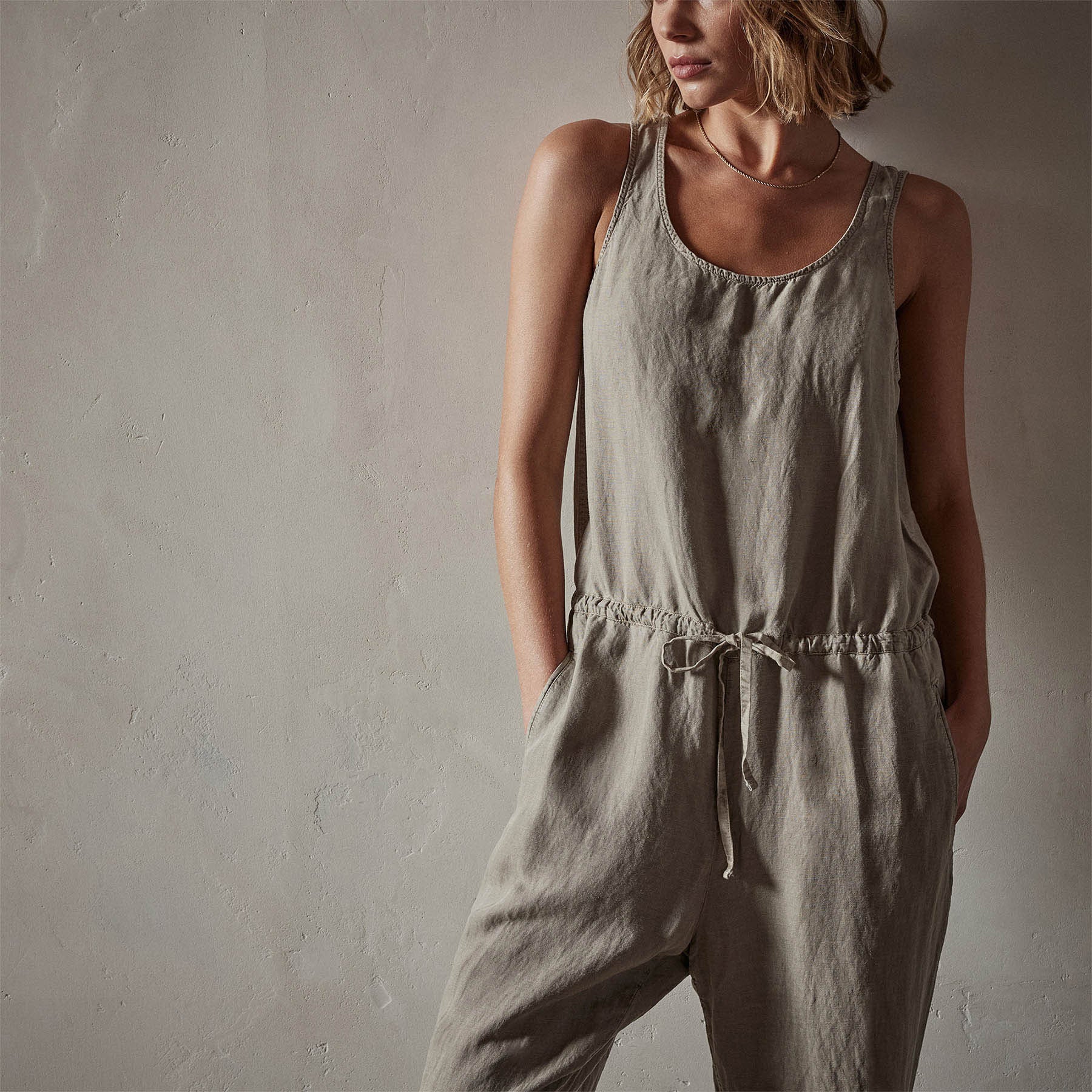 Sleeveless Linen Blend Jumpsuit - Magma Pigment | James Perse Los