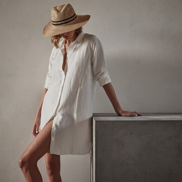 Pacific Linen Shirt Dress - Everest White Pigment