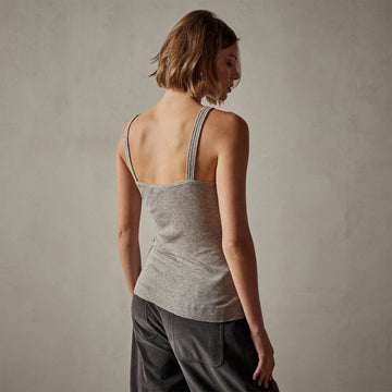 Cotton Cashmere Blend Ribbed Tank - Heather Grey