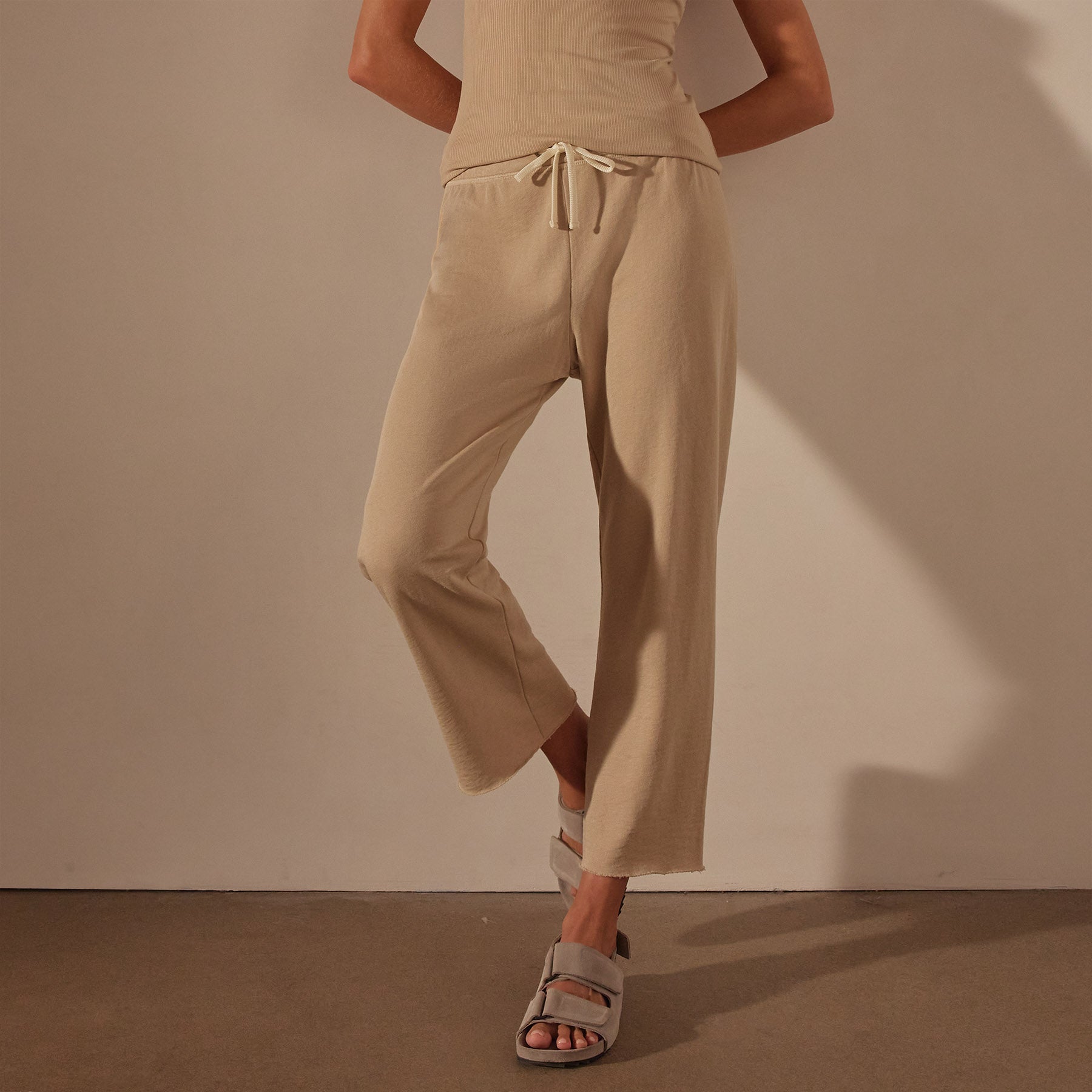 Vintage French Terry Cutoff Sweatpant - Nougat Pigment | James 